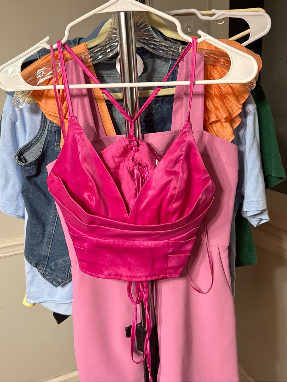 Mustard Seed Hot Pink Satin Top